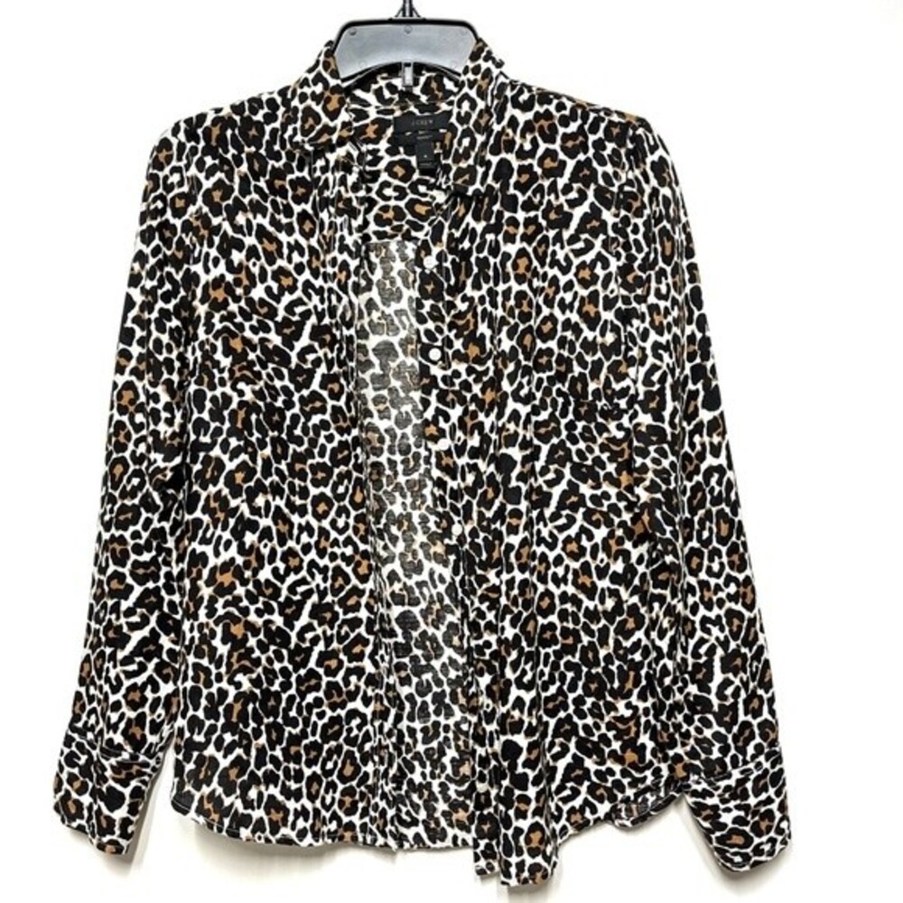 J. Crew Slim Perfect Shirt in Leopard Print 4 - Picture 3 of 11